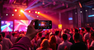 Snappshot gebruikt op een indoor event met veel bezoekers.